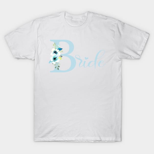 Blue Floral Bride illustration T-Shirt by Anines Atelier